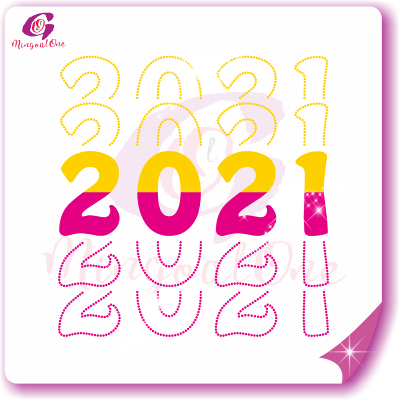 Happy new year glitter and rhinestone transfer