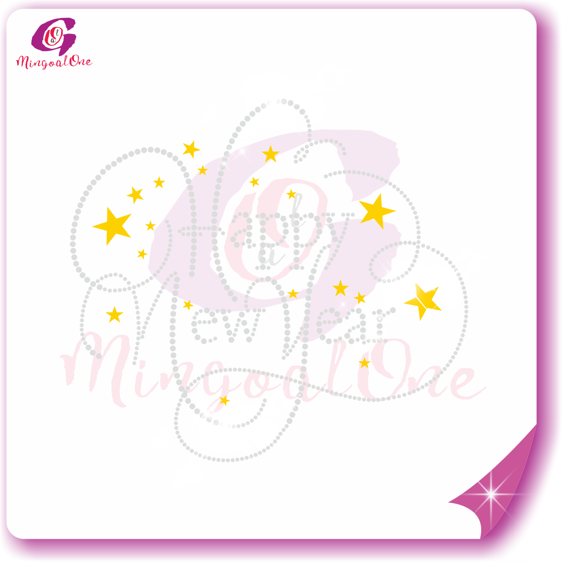 Happy new year glitter and rhinestone transfer