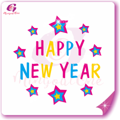 Happy new year glitter and rhinestone transfer