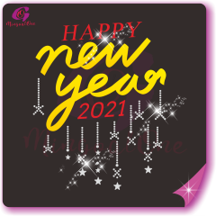 Happy new year glitter and rhinestone transfer