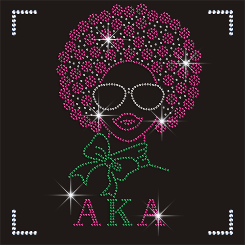 Best Selling Custom Size AKA Lady Patterns Glue on Rhinestone Transfer