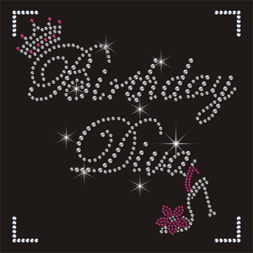 Bling Birthday Design Hotfix Wholesale Rhinestone Transfer