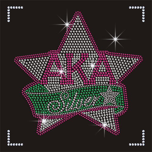 Custom Star Shaped Heat Press Iron On AKA 1908 Rhinestone Motif