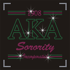 Heat Rhinestone AKA Sorority Transfer Iron on Applique