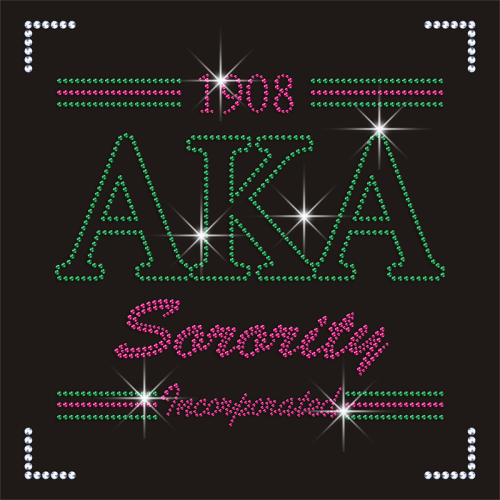 Heat Rhinestone AKA Sorority Transfer Iron on Applique