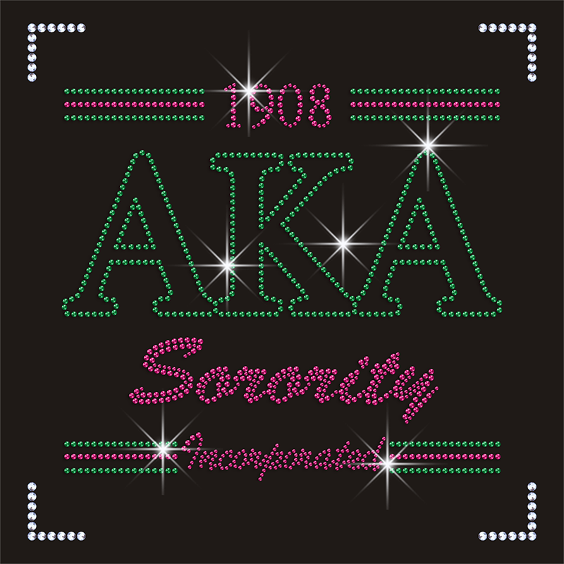 Heat Rhinestone AKA Sorority Transfer Iron on Applique