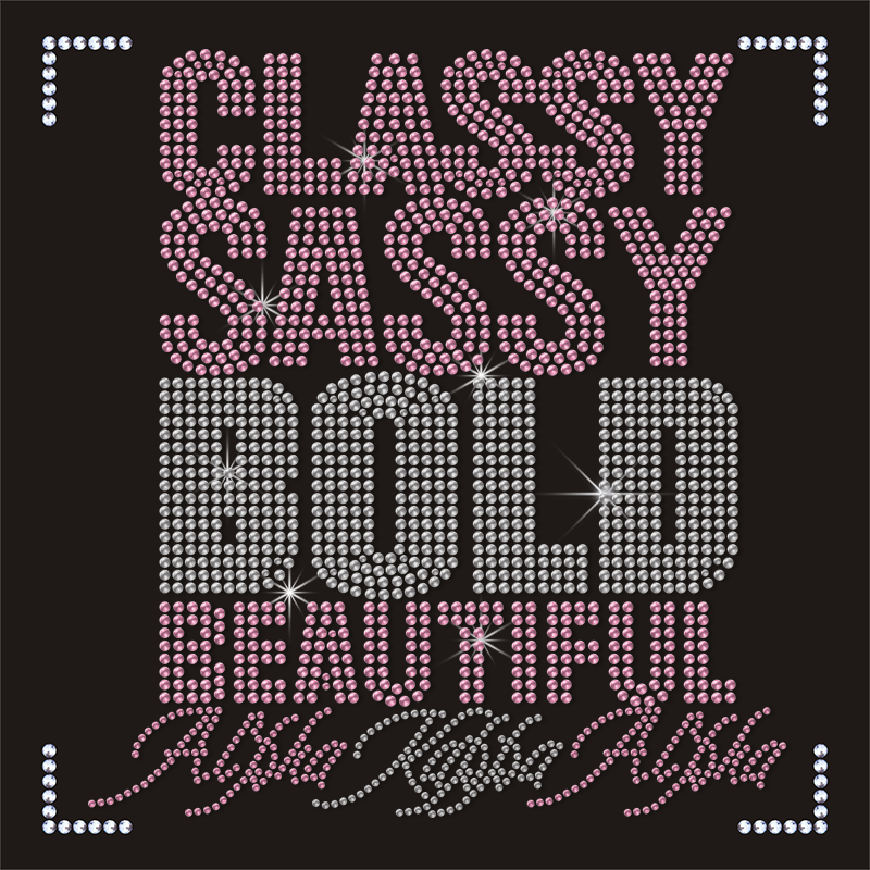 Hot Sale Hotfix AKA Pink Letters Rhinestone Heat Transfer Designs