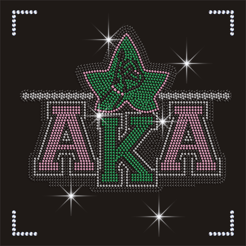 Fashion AKA Sorority Rhinestone Transfer for Women Garment