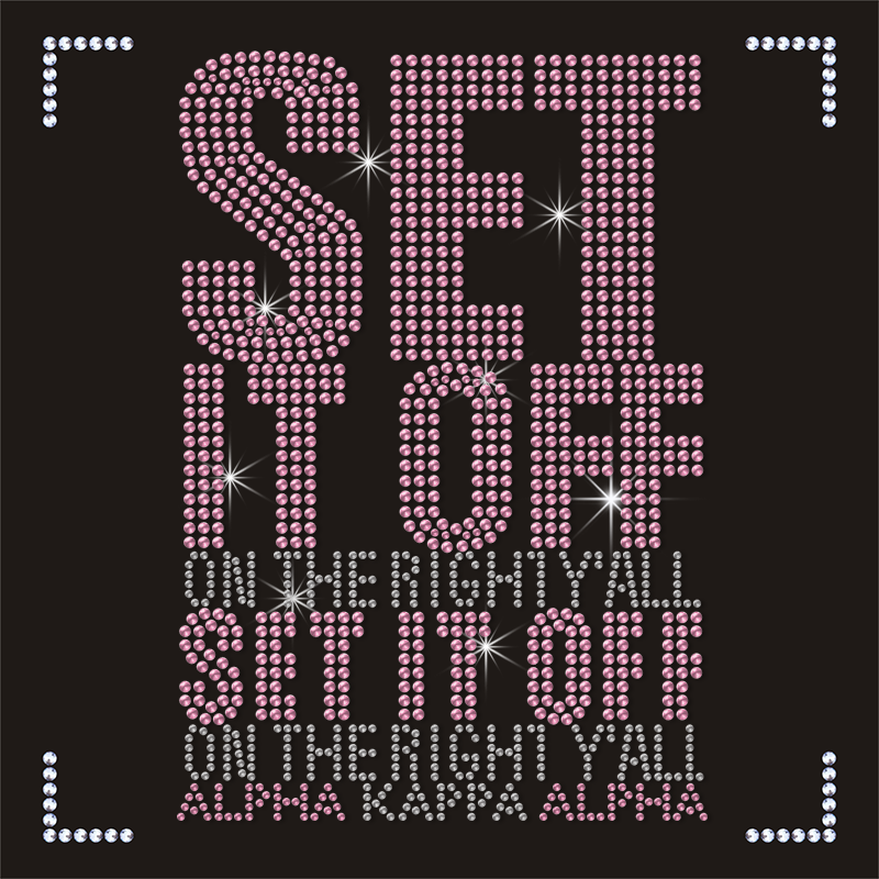 Custom New Wholesale AKA Girl Rhinestone Transfer Iron on Motif Design Crystal AKA SORORITY Rhinestones Design