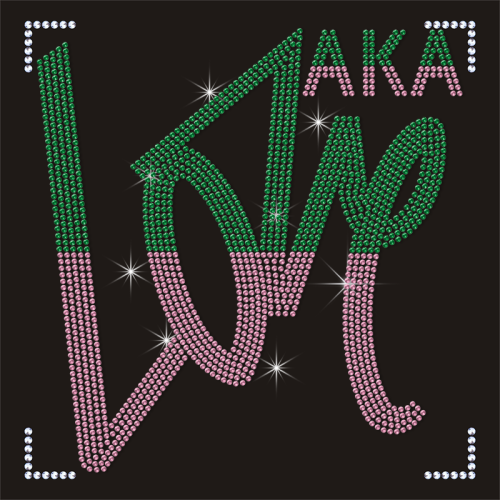 Crystal Bling Bling Alpha Kappa Alpha AKA 1908 Designs Hot fix Rhinestone Heat Transfer for Clothing