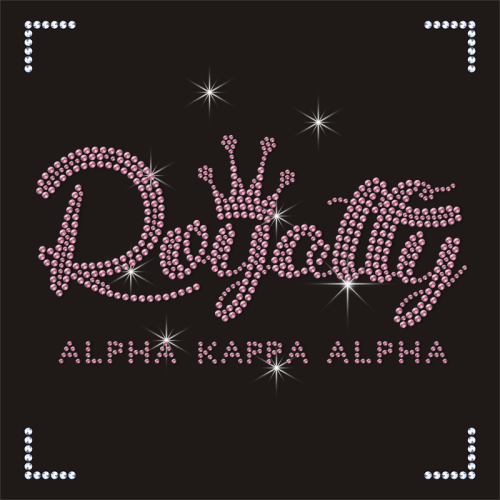 AKA 1908 Hotfix Rhinestone Transfer Iron On Pink Letters Applique for T-shirt