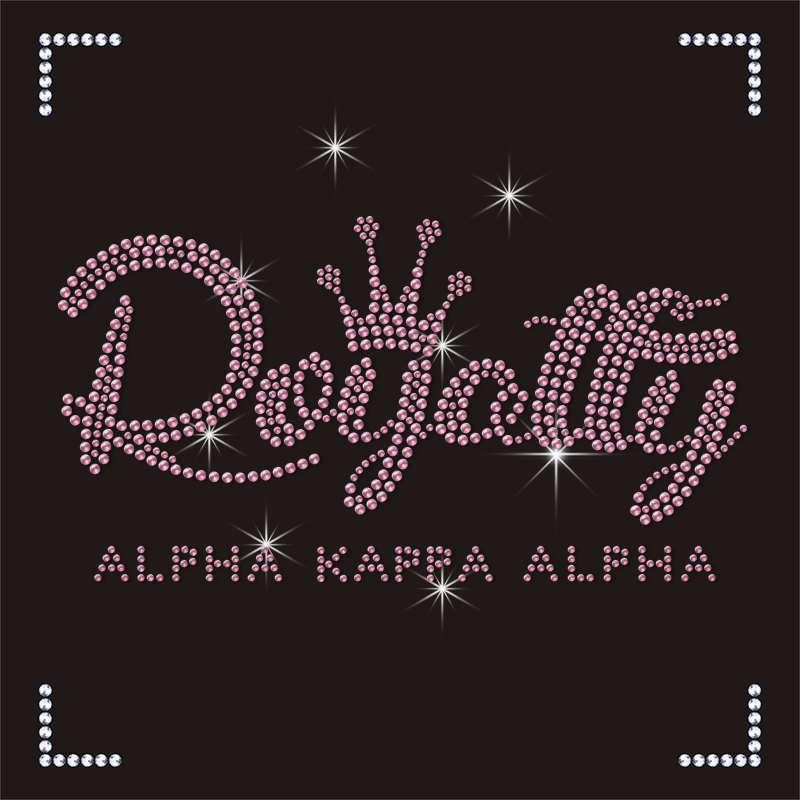 AKA 1908 Hotfix Rhinestone Transfer Iron On Pink Letters Applique for T-shirt