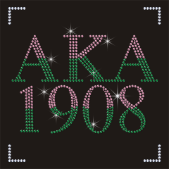 Hot Fix AKA 1908 Rhinestone Transfer Sorority Crystal Motif Pink Green Designs