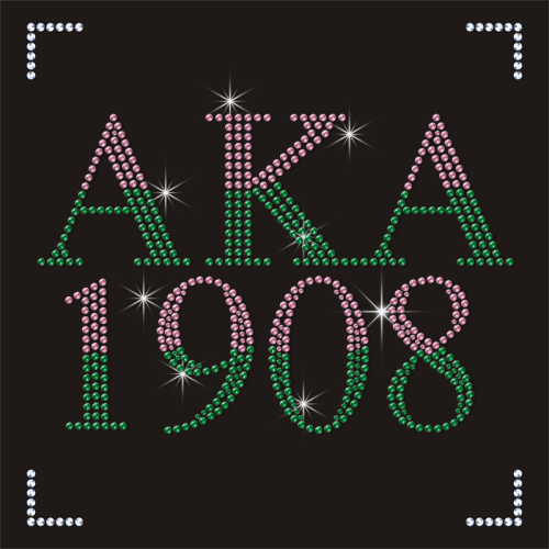 Hot Fix AKA 1908 Rhinestone Transfer Sorority Crystal Motif Pink Green Designs