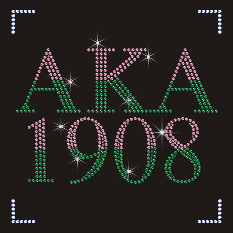 Hot Fix AKA 1908 Rhinestone Transfer Sorority Crystal Motif Pink Green Designs