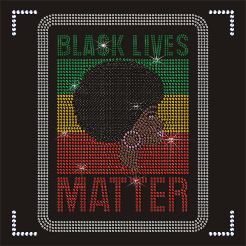Free Sample Black Lives Design Rhinestone Heat Transfers Afro Lady T-shirt Sticker Heat Transfer