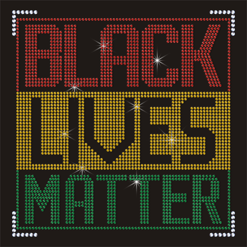 Wholesale Simple Letters Motif Black Lives Matter Design Hot Fix Rhinestone Transfer