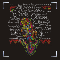 Fast Delivery Factory Rhinestone Transfer Black Girl Afro Hot Fix Motif