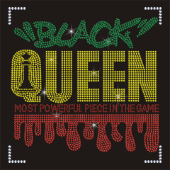 Custom Black Queen Rhinestone Transfers Custon Letters Design Motif for T shirt