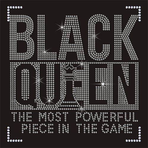 Factory Custom Black Lives Matter Slogan Saying Hotfix Motif Queen Rhinestone Heat Transfer Pattern for T shirt