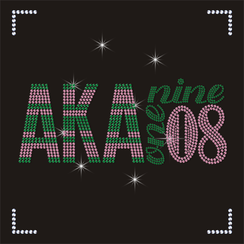 Wholesale AKA Pink and Green Sorority Rhinestone Hot Fix Crystal Ready Design Transfer