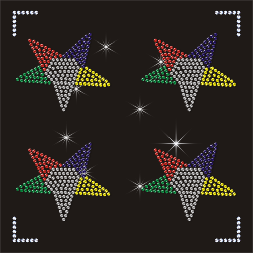 Custom 4pcs Small Star Rhinestone Transfer Hot Fix OES Pocket Design Rhinestone Motifs