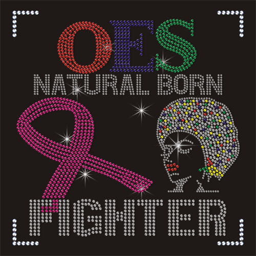 Best OES Hot Fix Rhinestone Transfer Alro Lady Pink Ribbon Design Motif for T-shirt