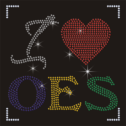Latest OES Letters Rhinestone Iron on Transfer Hot Fix Bling Heart Shaped Clothing Accessories