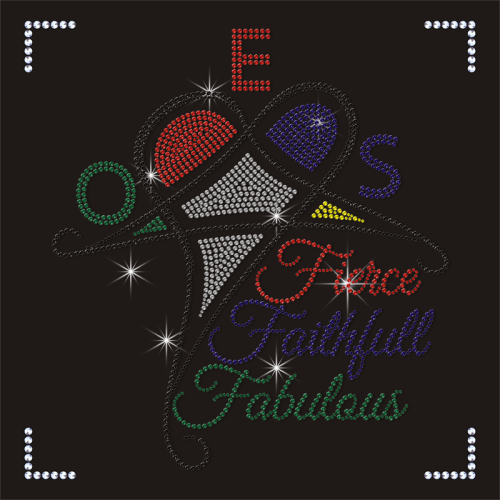 Sorority Logo OES Heat Press Iron On Customized Crystal Rhinestone Motif