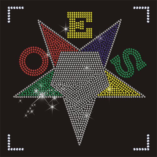 Wholesale Colorful OES Eastern Star Rhinestone Transfer Iron on Hoodie