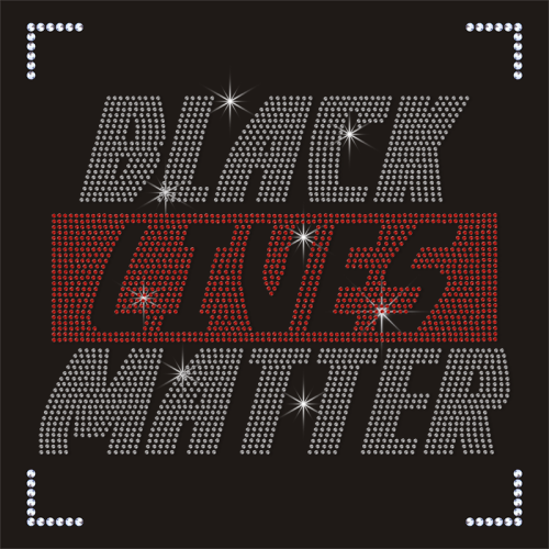 High Quality Wholesale Custom Iron on Crystal Black Lives Matter Rhinestone Transfer Designs