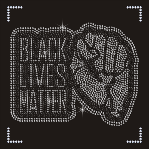 2023 Popular Wholesale Black Lives Matter Hotfix Rhinestone Design for T-Shirt
