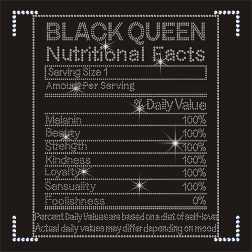 HIGH QUALITY IRON ON BLACK LIVES MATTER BLACK QUEEN RHINESTONE TRANSFER FOR HOODIES AND SHIRTS