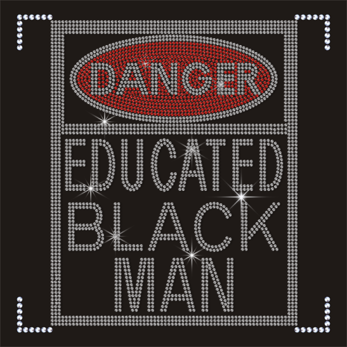 Best Selling Educated Black Man Slogen Iron on Rhinestone Design for Hoodies