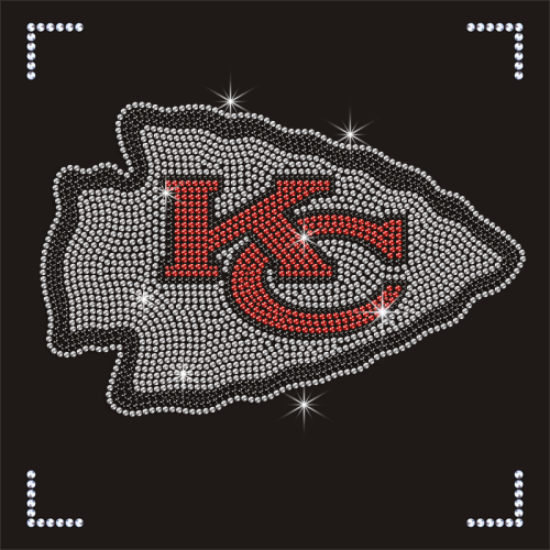 Custom Bling Crystal Football Teams Logo Designs Iron On NFL KC Rhinestone Heat Transfer for Hoodies