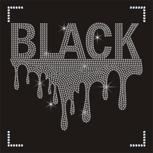 High Quality Wholesale Custom Letter Appliques Iron on Crystal BLACK Rhinestone Transfer Designs for Tees