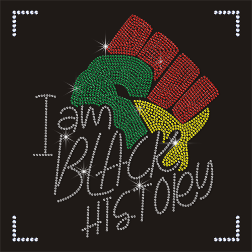Customized Logo I Am Black History Rhinestone Hotfix Transfer Fist Designs Rhinestone Iron on Transfer