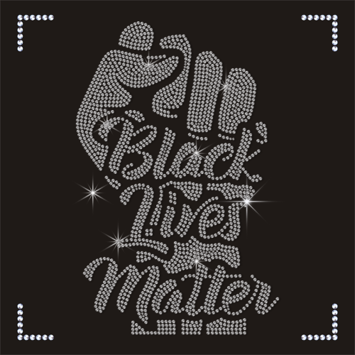 Custom Black Lives Rhinestone Heat Transfer Iron on Motifs for T-shirts