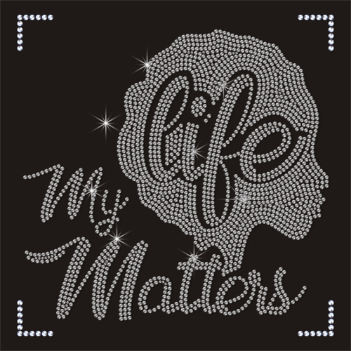 BLACK LIFE MATTER Afro Girl Pattern Hot Fix Transfer for Women
