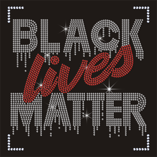 Simple Letters Motif Black Lives Matter Hot Fix Rhinestone Transfer