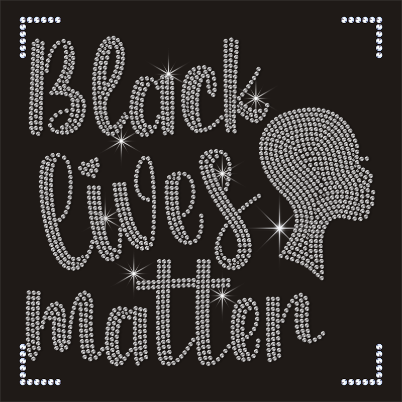 Wholesale Iron on Black Lives Rhinestone Transfers Women Rhinestone Motifs for T Shirt