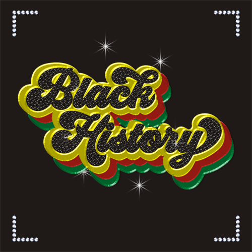Bling Bling Black History Hotfix Rhinestones Heat Vinyl Transfer Motif for T-shirt
