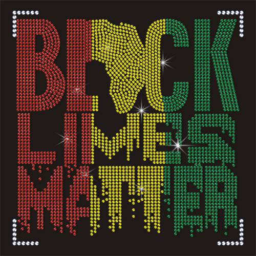 Trending Wholesale Custom Designer Ladies Blouses Colorful Letter Black Lives Matter Rhinestone Heat Transfers for T Shirt T