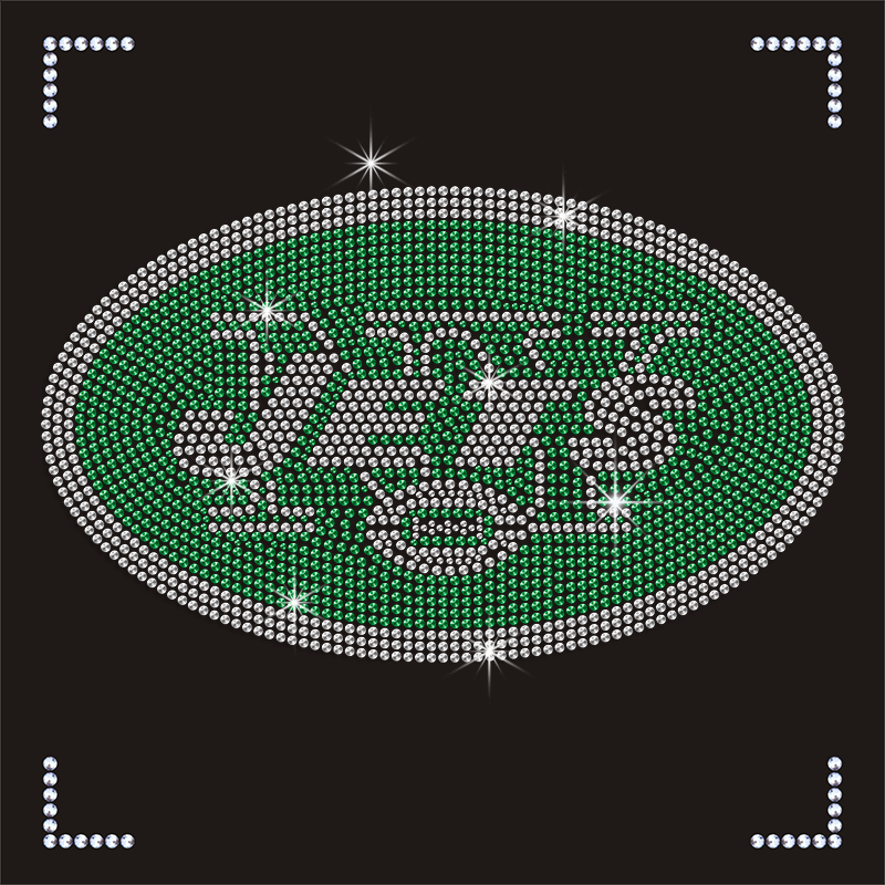 Custom NFL Team Logo Rhinestone Motif New York Jets Crystal Transfer for Clothing