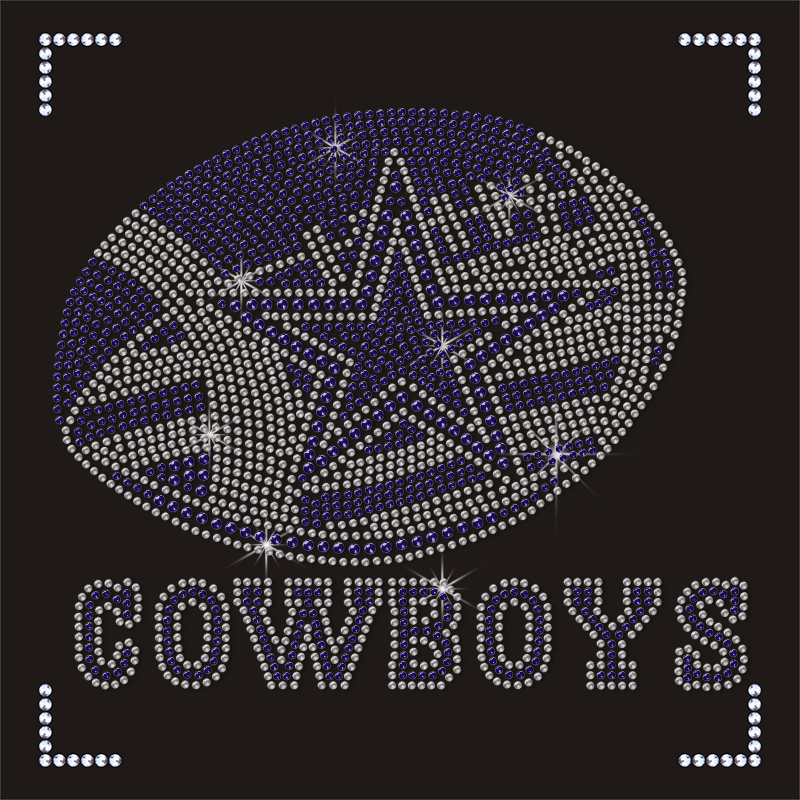 Iron On NFL Dallas Cowboys Logo Football Designs Rhinestone Transfer