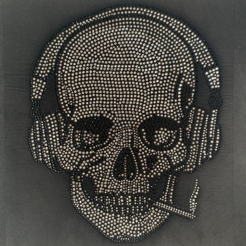 Best Selling Bling Skull Head Rhinestone Hotfix Punk Iron on Girl Design Transfers