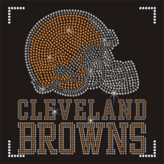 Ready to Ship Hot Sale Cleveland Browns Rhinestone Transfer NFL Bling Crystal Iron on Transfer for Hoodie