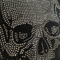 Best Selling Bling Skull Head Rhinestone Hotfix Punk Iron on Girl Design Transfers
