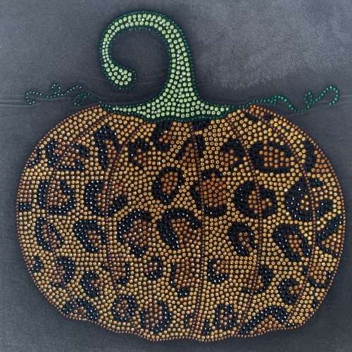 Fast Delivery Factory Bling Leopard Pumpkin Designs Rhinestone Hotfix Iron on Transfers