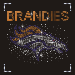 Custom Bling Crystal Football Teams Logo Denver Broncos Designs Iron On NFL Rhinestone Heat Transfer for Hoodies